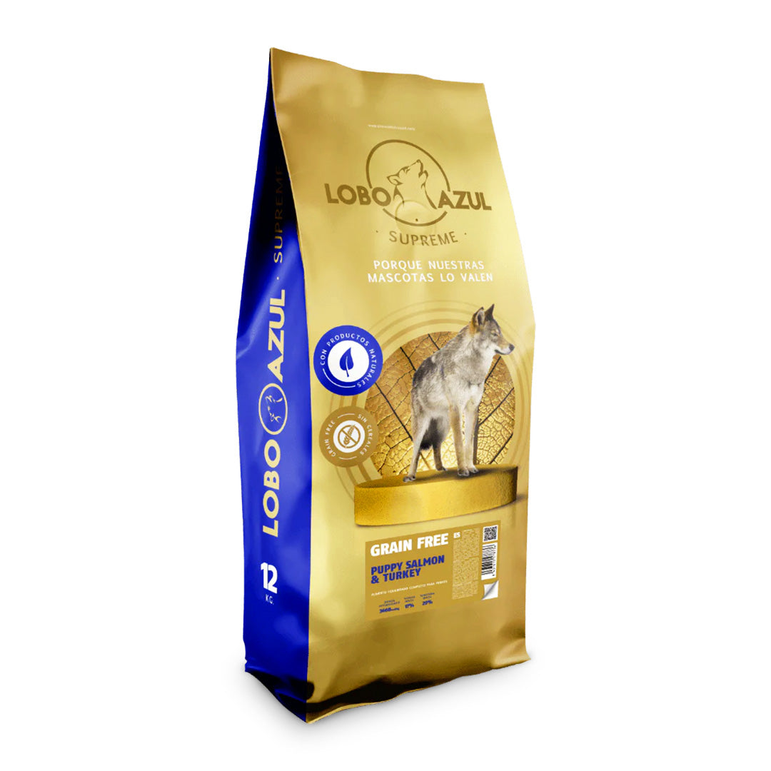 Grain Free Puppy Salmon & Turkey, pienso sin cereales Lobo Azul para cachorros