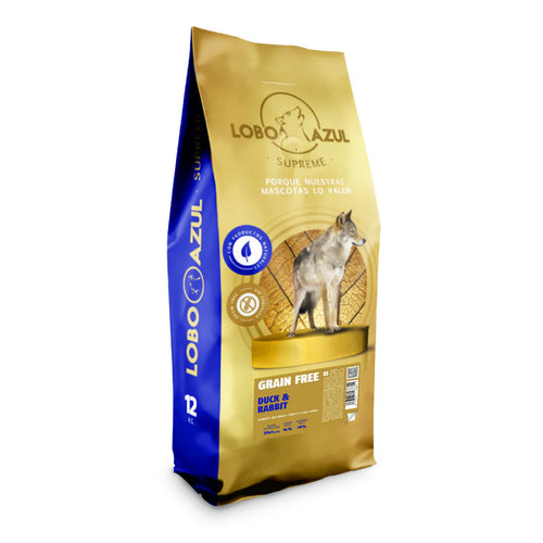 Grain Free Adult Duck & Rabbit, pienso sin cereales Lobo Azul de pavo, pato y conejo
